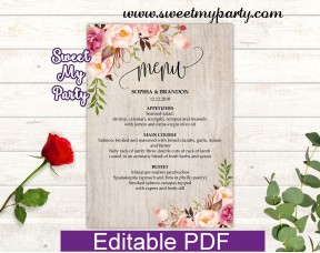 Boho menu cards template, Floral menu card template, (31)